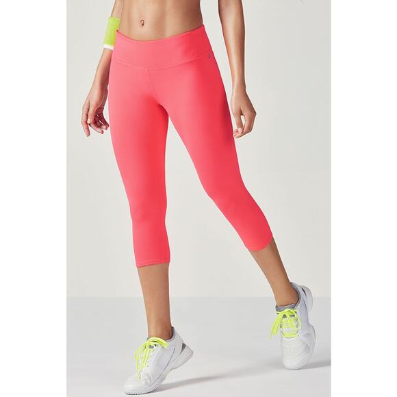 Fabletics Define PowerHold Mid-Rise Capri Cropped Leggings XL Neon Coral - Picture 1 of 9